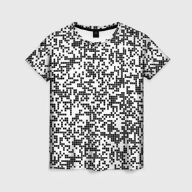 Женская футболка 3D с принтом Пиксельный Узор , 100% полиэфир ( синтетическое хлопкоподобное полотно) | прямой крой, круглый вырез горловины, длина до линии бедер | blackwhite | pixels | пиксели | узор | чернобелый
