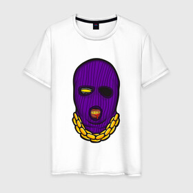 Мужская футболка хлопок с принтом DaBaby Purple Mask , 100% хлопок | прямой крой, круглый вырез горловины, длина до линии бедер, слегка спущенное плечо. | gangster | golden | mask | music | rappers
