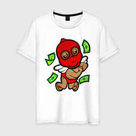 Мужская футболка хлопок с принтом Денежная фея , 100% хлопок | прямой крой, круглый вырез горловины, длина до линии бедер, слегка спущенное плечо. | gangster | glo gang | money | music | red mask | фея