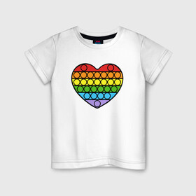 Детская футболка хлопок с принтом Heart Pop It , 100% хлопок | круглый вырез горловины, полуприлегающий силуэт, длина до линии бедер | pop it | антистресс | игрушка | поп ит | радуга | сердце