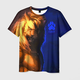 Мужская футболка 3D с принтом Furry lion , 100% полиэфир | прямой крой, круглый вырез горловины, длина до линии бедер | furry | lion | антропоморфные животные | лев | люди животные | разбойник | фурри | фурри фэндом