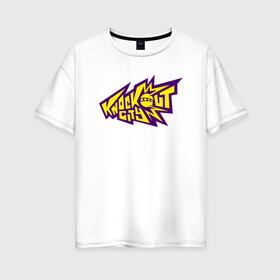 Женская футболка хлопок Oversize с принтом Knockout City Logo Логотип , 100% хлопок | свободный крой, круглый ворот, спущенный рукав, длина до линии бедер
 | city | knockout | knockout city | knockout city logo | logo | вышибалы | кнокаут сити | логотип | нокаут | нокаут сити
