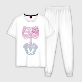 Мужская пижама хлопок с принтом yumemi riamu (Риаму Юмэми) , 100% хлопок | брюки и футболка прямого кроя, без карманов, на брюках мягкая резинка на поясе и по низу штанин
 | anime | yumemi riamu | аниме | девушки золушки | риаму юмэми | сердце | скелет | хэллоуин