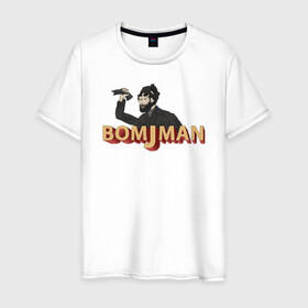Мужская футболка хлопок с принтом BomjMan Logo2 , 100% хлопок | прямой крой, круглый вырез горловины, длина до линии бедер, слегка спущенное плечо. | Тематика изображения на принте: bomjman | hobo