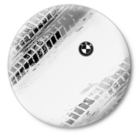 Значок с принтом BMW ПРОТЕКТОР ШИН ,  металл | круглая форма, металлическая застежка в виде булавки | Тематика изображения на принте: bmw | tegunvteg | авто | автомобиль | бмв | логотип | марка | машина | модель | протектор | следы | шины