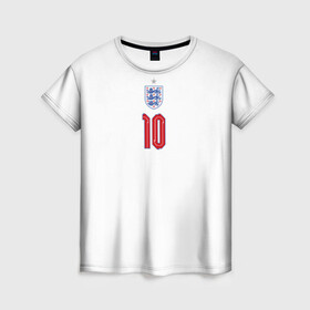 Женская футболка 3D с принтом Стерлинг форма Англия , 100% полиэфир ( синтетическое хлопкоподобное полотно) | прямой крой, круглый вырез горловины, длина до линии бедер | 2020 | 2021 | euro | fifa | uefa | аглийская | англичане | англия | евро | рахим | рахим стерлинг | сборная англии | сборной | стерлинг | уефа | фифа | форма | футбол | футбольная