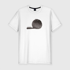Мужская футболка хлопок Slim с принтом Котошарик , 92% хлопок, 8% лайкра | приталенный силуэт, круглый вырез ворота, длина до линии бедра, короткий рукав | кот | котенок | котошар | пушистик | пушистый | шар | шарик
