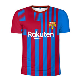 Мужская футболка 3D спортивная с принтом Месси Барселона 2021 2022 , 100% полиэстер с улучшенными характеристиками | приталенный силуэт, круглая горловина, широкие плечи, сужается к линии бедра | 2021 | 2022 | barcelona | leo | messi | барселона | барселоны | лео | леонель | лионель | меси | месси | новая | форма | футбол | футбольная