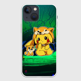 Чехол для iPhone 13 mini с принтом Пикачу и корги ,  |  | Тематика изображения на принте: anime | picachu | pikachu | аниме | милый | пика | пикачу | покебол | покемон