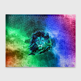 Обложка для студенческого билета с принтом Космический лев , натуральная кожа | Размер: 11*8 см; Печать на всей внешней стороне | Тематика изображения на принте: космический лев | лев | лев на фоне дыма | разноцветный лев | цветной дым