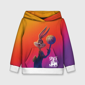 Детская толстовка 3D с принтом Space Jam 2 Багз Банни , 100% полиэстер | двухслойный капюшон со шнурком для регулировки, мягкие манжеты на рукавах и по низу толстовки, спереди карман-кенгуру с мягким внутренним слоем | bugs bunny | space jam | space jam 2 | space jam a new legacy | vdzabma | багз банни | космический джем | космический джем 2 | космический джем: новое поколение