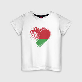 Детская футболка хлопок с принтом Сердце Беларуси , 100% хлопок | круглый вырез горловины, полуприлегающий силуэт, длина до линии бедер | belarus | love | ussr | беларусь | белорус | белоруссия | лукашенко | любовь | минск | сердце | ссср | страна | турист | флаг