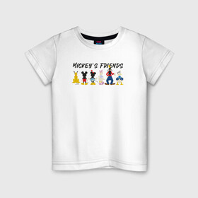Детская футболка хлопок с принтом Друзья микки , 100% хлопок | круглый вырез горловины, полуприлегающий силуэт, длина до линии бедер | Тематика изображения на принте: disney | mickey mouse | дисней | микки маус
