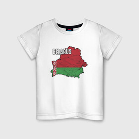 Детская футболка хлопок с принтом Belarus Map , 100% хлопок | круглый вырез горловины, полуприлегающий силуэт, длина до линии бедер | Тематика изображения на принте: belarus | ussr | беларусь | белорус | белоруссия | лукашенко | минск | ссср | страна | турист | флаг