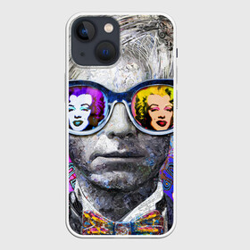 Чехол для iPhone 13 mini с принтом Andy Warhol (Энди Уорхол) ,  |  | Тематика изображения на принте: andy warhol | warhol | бабочка | берюзовая | бирюзовая мэрилин | галстук бабочка | картина | мерелин | мерлин | мэрелин | мэрилин | очки | портрет | уорхол | энди уорхол | эндрю уорхол