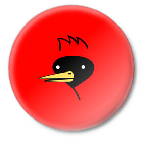 Значок с принтом Омская Птица ,  металл | круглая форма, металлическая застежка в виде булавки | winged doom | вингедум | мемы | омск | птица
