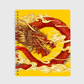 Тетрадь с принтом Китайский Дракон, China Dragon , 100% бумага | 48 листов, плотность листов — 60 г/м2, плотность картонной обложки — 250 г/м2. Листы скреплены сбоку удобной пружинной спиралью. Уголки страниц и обложки скругленные. Цвет линий — светло-серый
 | Тематика изображения на принте: chinese dragon | dhina dragon | dragon | азиатский дракон | восточный дракон | дракон | китайские драконы | китайский дракон | красный дракон | традиционный китайский дракон | японский дракон