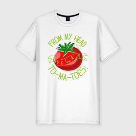 Мужская футболка хлопок Slim с принтом Tomatoes , 92% хлопок, 8% лайкра | приталенный силуэт, круглый вырез ворота, длина до линии бедра, короткий рукав | Тематика изображения на принте: green | greenpaece | nature | sport | vegan | yoga | веган | вегетарианец | гринпис | еда | животные | жизнь | здоровье | зеленый | йога | мир | овощи | пища | планета | помидор | природа | растение | спорт | тело | фрукты