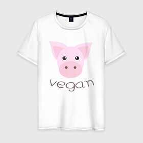 Мужская футболка хлопок с принтом Pig Vegan , 100% хлопок | прямой крой, круглый вырез горловины, длина до линии бедер, слегка спущенное плечо. | green | greenpaece | nature | pig | sport | vegan | yoga | веган | вегетарианец | гринпис | еда | животные | жизнь | здоровье | зеленый | йога | мир | овощи | пища | планета | природа | растение | свинья | спорт | тело | фрукты