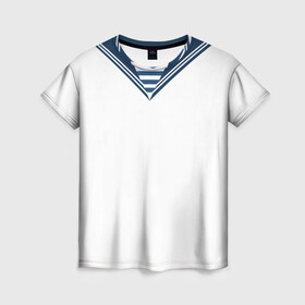 Женская футболка 3D с принтом Матроска парадная ВМФ , 100% полиэфир ( синтетическое хлопкоподобное полотно) | прямой крой, круглый вырез горловины, длина до линии бедер | вмф | военная форма | день флота | матроска
