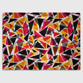 Плед 3D с принтом Разноцветные треугольники , 100% полиэстер | закругленные углы, все края обработаны. Ткань не мнется и не растягивается | абстрактный | геометрические фигуры | геометрический узор | желтый | красный | полигональный | разноцветный | треугольники | черный
