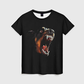 Женская футболка 3D с принтом РОТВЕЙЛЕР , 100% полиэфир ( синтетическое хлопкоподобное полотно) | прямой крой, круглый вырез горловины, длина до линии бедер | animal | dog | evil | fury | домашние | животные | звери | злой | зубы | клыки | пасть | пес | ротвейлер | собака | ярость