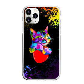 Чехол для iPhone 11 Pro матовый с принтом РАДУЖНЫЙ КОТИК / RAINBOW KITTY , Силикон |  | heart | kitty | like | low poly | rainbow | животные | звери | котик | лайк | радуга | радужный котик | сердечко | цветные