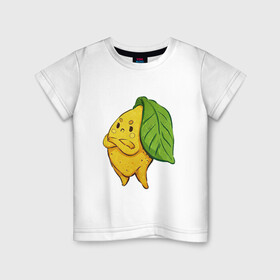 Детская футболка хлопок с принтом Недовольный лимон , 100% хлопок | круглый вырез горловины, полуприлегающий силуэт, длина до линии бедер | арт | лимон | мило | милота | недовольный | рисунок | свежие фрукты | свежий продукт | свежий фрукт | фрукт | фрукты | цитрус