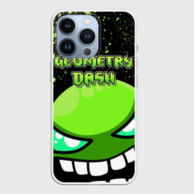 Чехол для iPhone 13 Pro с принтом Geometry Dash (Green) ,  |  | Тематика изображения на принте: dash | geometry | geometry dash | геометри десш | квадрат | мобильная игра | шеометри даш