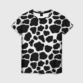 Женская футболка 3D с принтом Пятна Далматинца  , 100% полиэфир ( синтетическое хлопкоподобное полотно) | прямой крой, круглый вырез горловины, длина до линии бедер | 101 далматинец | dalmations | далматин | мраморный окрас | черно белые пятна | черное на белом