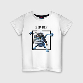 Детская футболка хлопок с принтом Crazy frog , 100% хлопок | круглый вырез горловины, полуприлегающий силуэт, длина до линии бедер | Тематика изображения на принте: bip | crazy | crazy frog | frog | бип | крэйзи | крэйзи фрог | лягушка | сумасшедшая лягушка
