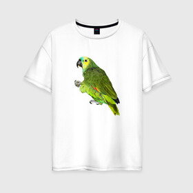 Женская футболка хлопок Oversize с принтом Попугайчик , 100% хлопок | свободный крой, круглый ворот, спущенный рукав, длина до линии бедер
 | bird | parrot | wings | крылья | попугай | птица