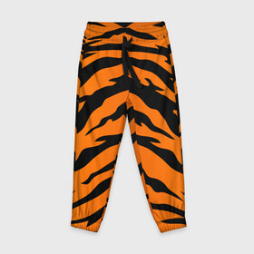 Детские брюки 3D с принтом Шкура тигра , 100% полиэстер | манжеты по низу, эластичный пояс регулируется шнурком, по бокам два кармана без застежек, внутренняя часть кармана из мелкой сетки | 2022 | tiger | животное | полосатый | полоски | полосы | тигр | хищник