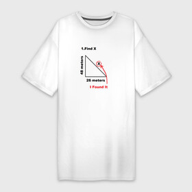 Платье-футболка хлопок с принтом Как у Тома Холланда ,  |  | i found x | x | найти x | теорема пифагора | том холланд