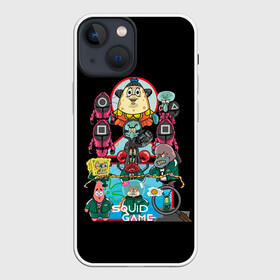 Чехол для iPhone 13 mini с принтом Кальмар на дне океана ,  |  | Тематика изображения на принте: squid game | игра в кальмара | игра на выживание | сериал | сериалы