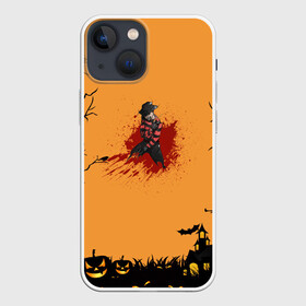 Чехол для iPhone 13 mini с принтом Halloween Freddy Blood ,  |  | Тематика изображения на принте: blood | freddy krueger | ghosts | halloween | monsters | nightmare on elm street | orange | pumpkin | кровь | монстры | оранжевый | привидение | тыква | фредди крюгер | хеллоуин