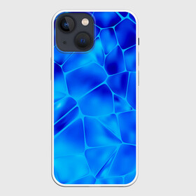 Чехол для iPhone 13 mini с принтом Ice Under Water ,  |  | blue | geometry | gradient | ice | neon | polygon | polygonal | waporwave | water | абстрактный | вода | волны | геометрический узор | геометрия | голубые волны | градиент | зима | зимний узор | лед | ледяная абстракция | ледяной