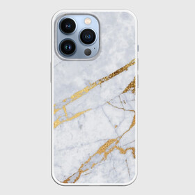 Чехол для iPhone 13 Pro с принтом Золото на белом ,  |  | Тематика изображения на принте: абстракция | геометрия | золото | линии | мрамор