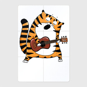 Магнитный плакат 2Х3 с принтом Тигр играет на гитаре , Полимерный материал с магнитным слоем | 6 деталей размером 9*9 см | 2022 | год тигра | новый год | новый год 2022 | символ года | тигр | тигренок | тигрица | тигры