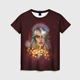Женская футболка 3D с принтом Цирилла The Witcher , 100% полиэфир ( синтетическое хлопкоподобное полотно) | прямой крой, круглый вырез горловины, длина до линии бедер | девушка | надпись | огоньки | персонаж | шапка