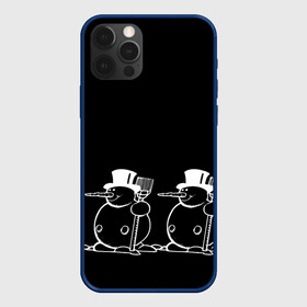 Чехол для iPhone 12 Pro Max с принтом Снеговик на черном фоне , Силикон |  | snowman | зима | минимализм | новый год | снеговик
