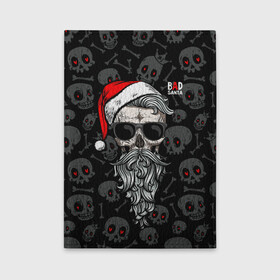 Обложка для автодокументов с принтом Santa from Hell , натуральная кожа |  размер 19,9*13 см; внутри 4 больших “конверта” для документов и один маленький отдел — туда идеально встанут права | beard | christmas | hipster | new year | red cap | red eyes | santa claus | santa from hell | skulls | борода | дед мороз | красные глаза | красный колпак | новый год | рождество | санта из ада | санта клаус | хипстер | черепа