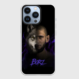Чехол для iPhone 13 Pro с принтом Хамзат Borz ,  |  | Тематика изображения на принте: borz | боец | волк | лицо | огонь | человек | чиваев