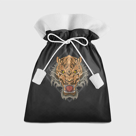 Подарочный 3D мешок с принтом Голова тигра в ромбе , 100% полиэстер | Размер: 29*39 см | furry | low poly | tiger | восточный тигр | год тигра | голова | кошка | лоу поли | тигр | тигренок | фурри | хищник