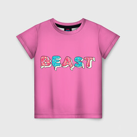 Детская футболка 3D с принтом Mr Beast Donut (Pink edition) , 100% гипоаллергенный полиэфир | прямой крой, круглый вырез горловины, длина до линии бедер, чуть спущенное плечо, ткань немного тянется | Тематика изображения на принте: arts | mr beast | mrbeast | youtube | арты | блогеры | мистер бист | прикольные надписи | ютуб | ютуберы