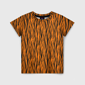 Детская футболка 3D с принтом Тигровые Полосы , 100% гипоаллергенный полиэфир | прямой крой, круглый вырез горловины, длина до линии бедер, чуть спущенное плечо, ткань немного тянется | animal | beast | cat | predator | tiger | амурский тигр | белый тигр | год тигра | животное | зверь | кот | полосатая кошка | саблезубый тигр | тигр | хищник | царь джунглей | шерхан