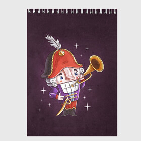 Скетчбук с принтом Рождественский Щелкунчик , 100% бумага
 | 48 листов, плотность листов — 100 г/м2, плотность картонной обложки — 250 г/м2. Листы скреплены сверху удобной пружинной спиралью | Тематика изображения на принте: nut cracker | nutcracker | новогодний | новогодняя сказка | новый год | рождество | сказка | снежинка | щелкунчик