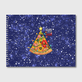 Альбом для рисования с принтом Новогодняя Елка Пицца , 100% бумага
 | матовая бумага, плотность 200 мг. | Тематика изображения на принте: christmas | pizza | гирлянда | елка | ель | звезда | новый год | пицца | рождество