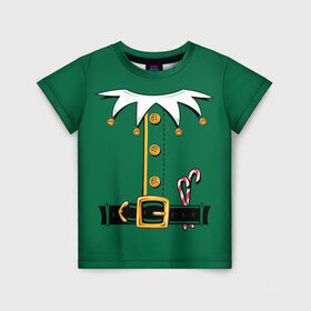 Детская футболка 3D с принтом Christmas Elf Outfit , 100% гипоаллергенный полиэфир | прямой крой, круглый вырез горловины, длина до линии бедер, чуть спущенное плечо, ткань немного тянется | Тематика изображения на принте: christmas | claus | clothes | deer | elf | frost | helpers | new | north | outfit | pole | santa | year | год | дед | клаус | мороз | новый | одежда | олени | полюс | помощники | рождественский | рождество | санта | санты | северный | эльф