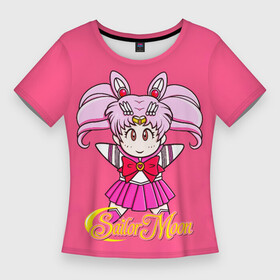 Женская футболка 3D Slim с принтом Сейлор Мун в розовом  Sailor Moon ,  |  | sailor moon | аниме | банни цукино | вечная сейлор мун | войны в мотросках | луна в мотроске | лунная призма | манга | неокоролева серенити | сейлор космос | сейлор мун | сейлормун | супер 